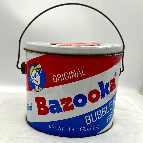 Bazooka Bubble Gum Other - Vintage Bazooka Bubble Gum 1991 Large Metal/Tin Pail w/Handle